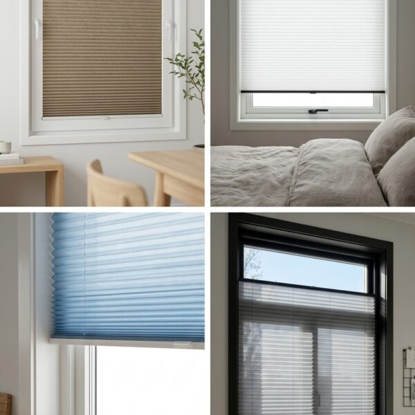 Plissegardin BASIC med grepbetjening i topp og bunn dobbel duk inspirasjon2