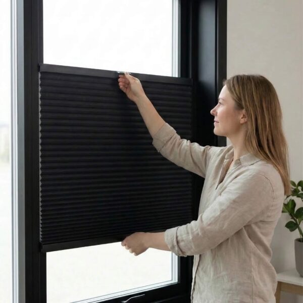 Plissegardin BASIC med grepbetjening i topp og bunn dobbel duk1