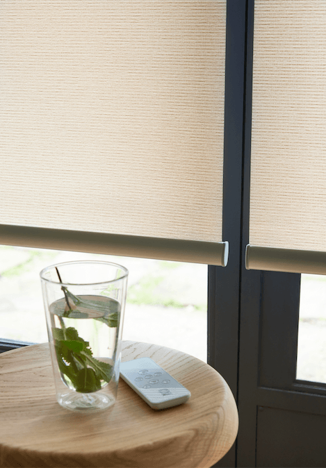 Rullegardin_RS 100_Signature_Roller Blinds Close Up Photo beige blinds-2